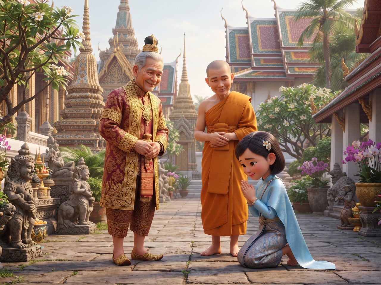 แผนภาพระดับของบุคคลในการใช้ภาษา ได้แก่ พระมหากษัตริย์ พระสงฆ์ และสุภาพชน
