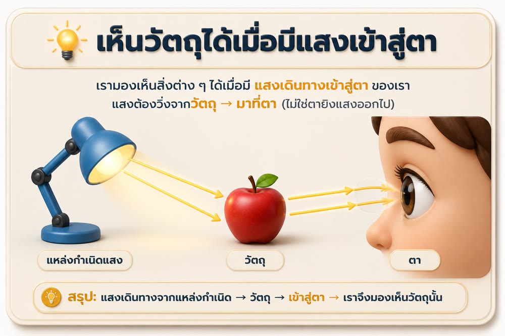 แผนภาพแสดงแสงเดินทางเข้าสู่ตา