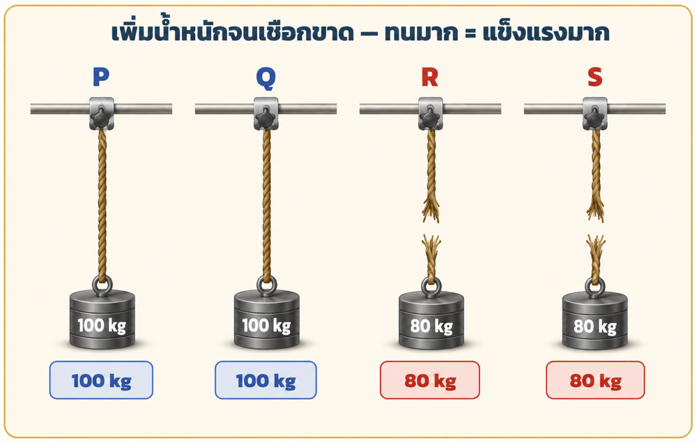 เพิ่มน้ำหนักจนเชือกขาด P Q R S