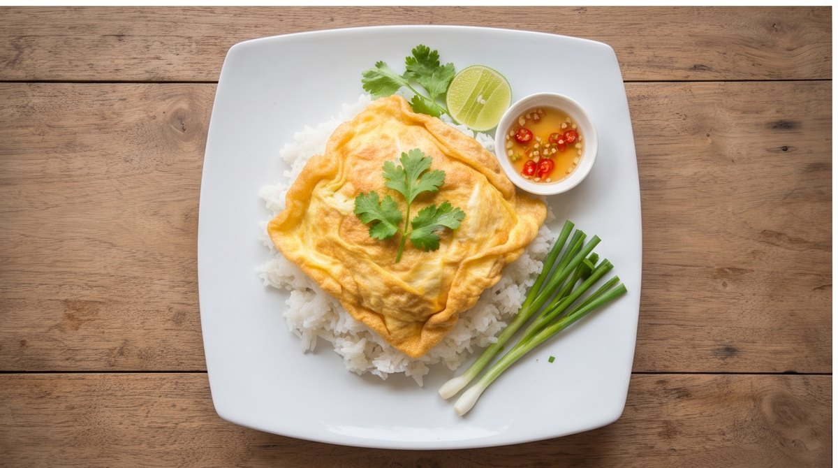 จานข้าวกับไข่เจียว